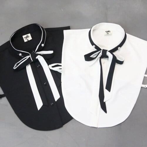 Doll Cotton Peter Pan false Polygonal drill Pattern Black fungus wild Bow-knot pearl black white chiffon fake Shirt Collar