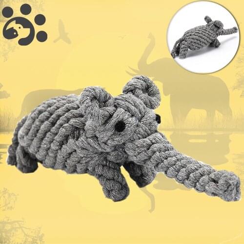 Pet Dog Toys for Tooth Cleaning Molar Bite Dog Interactive Toys Lovely Elephant Shape Handmade Braided Cotton Ropes Toys TY0044