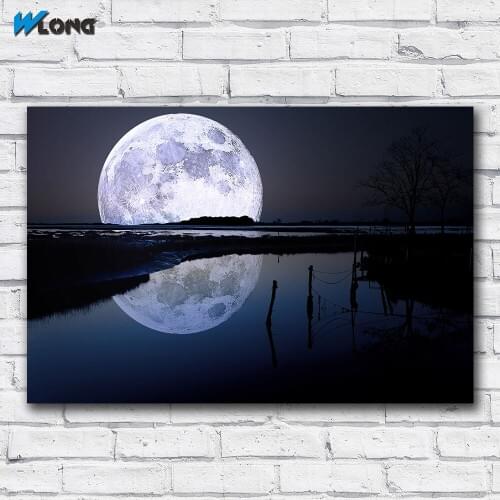 Large size Printing The Night of the Moon and Lake beautful wall art canvas print pictures for living room and bedroom No Frame