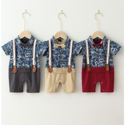 Summer Spring Infant Little Gentleman Clothes 0-18M Toddler Newborn Outfits Baby Boy Clothes Baby Boy Romper For Wedding Party
