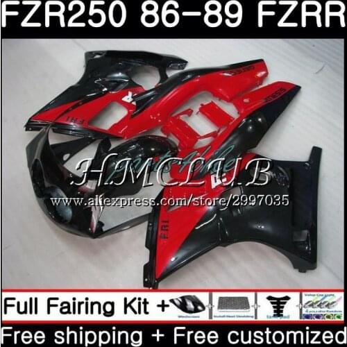 Body For YAMAHA FZRR FZR 250R FZR 250 1986 1987 1988 1989 1HC.0 FZR250RR FZR250R FZR-250 FZR250 86 87 88 89 Fairing Red black