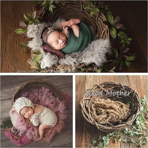 Natural coarse rattan basket ~ hand-woven bird nest baby photo ~ original newborn photography props