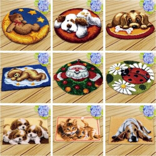 Animals Latch Hook Embroidery Carpet Foamiran For Needlework Latch Hook Rug Kits Diy Button Pillow Carpet Pillow Carpet