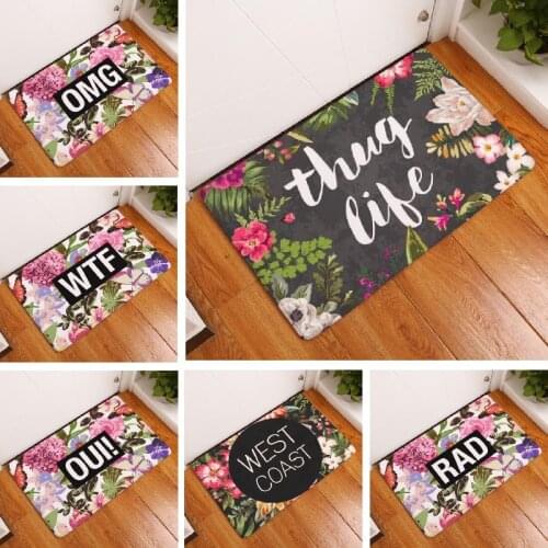 Floor Mat Fashion Flower Printed Suede Non Slip Mats Bathroom Carpet 50x80cm Toilet Rugs Home Decoration Doormat