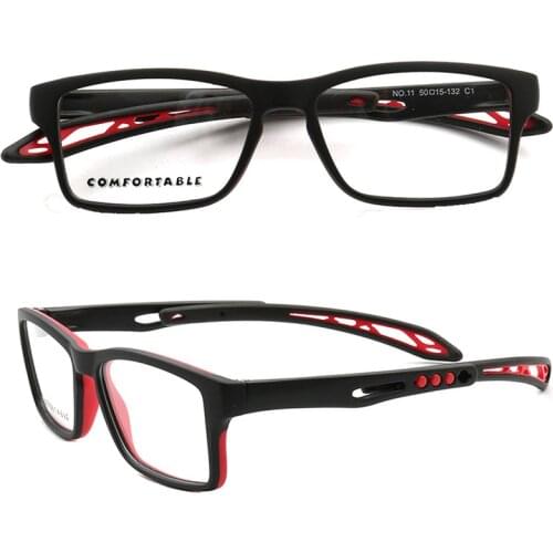 YOUTOP Kids + Youth (Age 5-10) Square Sports TR/Silicone Adjustable Size Eyeglass Frames NO.11