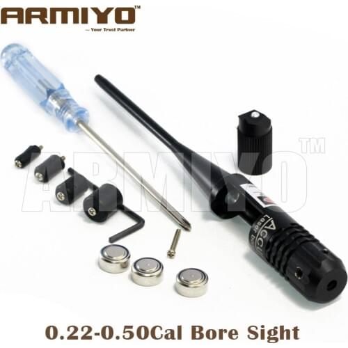 Armiyo 0.22-0.50 Cal Accurate Red Dot Bore Sight Boresight Target Laser Optics Collimator Shooting Hunting Accessories