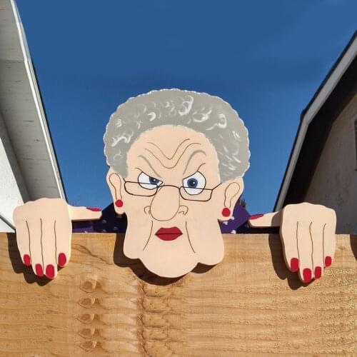 Hot sell Garden Grandma Fence Decor Nosy Grandpa Ornament Fun Decoration Courtyard Illustration For Garden Outdoor Figurines