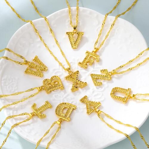 Lost Lady Initial Letter Pendant Necklace for Women Hip Hop Gold Color A-Z Alphabet Chain Choker Necklace Wholesale Girls Jewery