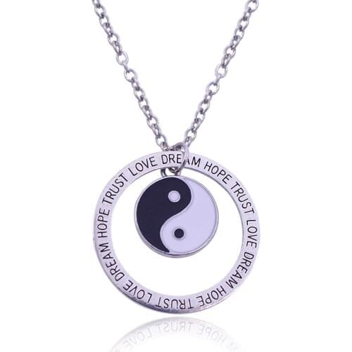 Fashion New Creative Black Retro Plated Yin Yang Tai Chi Pendant Necklace Men And Women Personality Gossip Round Necklace gifts