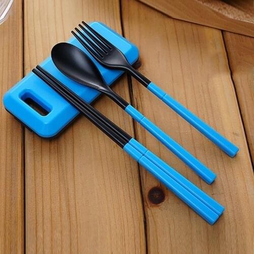 ABS Plastic Tableware Three-piece Set Portable Environmental Protection Travel Folding Spoon Chopsticks Fork