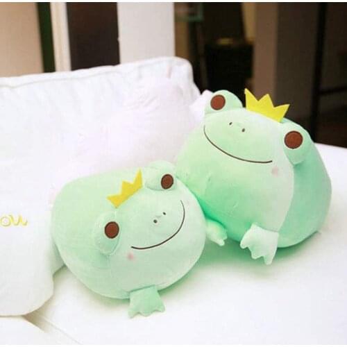 35/42cm Cute Crown Frog Plush Pillow Stuffed Soft Down Cotton Kids Toys Kawaii Smile Frog Dolls for Children Kids Birthday Gift