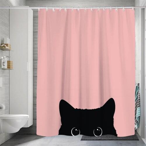 Nordic style black kitten tiger simple shower curtain windproof bathroom decoration home furnishing