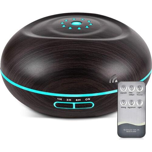 500ml wood grain aroma diffuser, ultrasonic air humidifier, desktop water replenishment meter, 7-color ambient light
