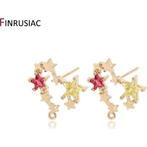 2020 New Fashion Stars Heart Shape Earrings Making Accessories DIY Jewelry Making Supplies High Quality 14K Gold Color