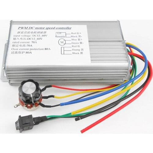 DC 12V 24V 36V 48V 70A 4000W DC Motor PWM Speed Control Brush Controller For Positive And Negative DC Motor