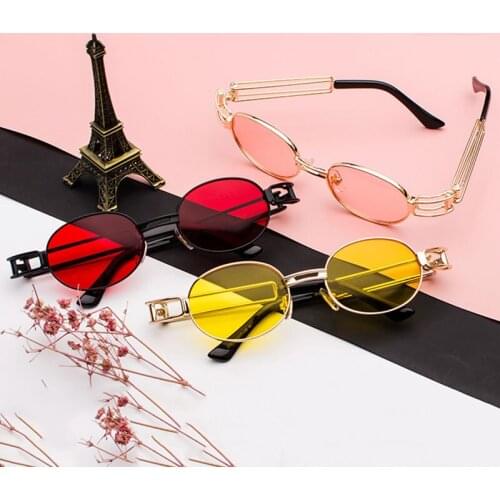 New Fashion Gothic Steampunk Small Sunglasses Men Women Metal Eyeglasses Round Shades Designer Mirror Sun Glasses UV400