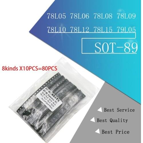 SOT-89 SMD transistor Assorted KIT Total 8kinds X10PCS=80PCS contains 78L05 78L06 78L08 78L09 78L10 78L12 78L15 79L05