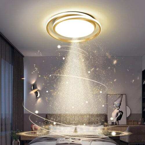 Modern Golden Round Led Chandelier for Bedroom Living Room Kitchen Study Simple Ceiling Lamp Indoor Decoration Lighting Fixtures