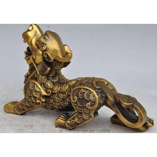 Navidad latón chino riqueza dinero moneda Lingot ruyi cola pixiu unicornio bestia Estatua de la suerte halloween
