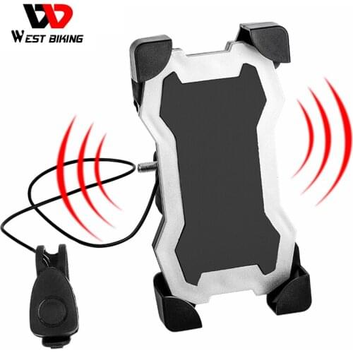 WEST BIKING Bicycle Phone Holder with Horn 360 Degree Adjustable Bracket for 3.5-6.5 Inch Smart Mobile Mount Bike Accessories