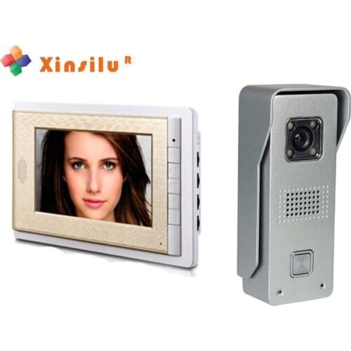 XINSILU New arrival wired TFT 7 inch LCD monitor video door phone 1 to 1 intercom system white Security doorbell