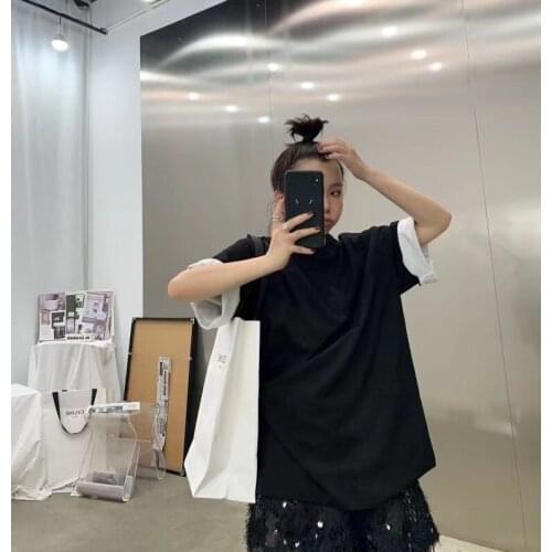 High 2021SS Summer Quality Women Cotton Fashion New Short Sleeve T-Shirt Tee Female Chic Tops 2 Color Tutu