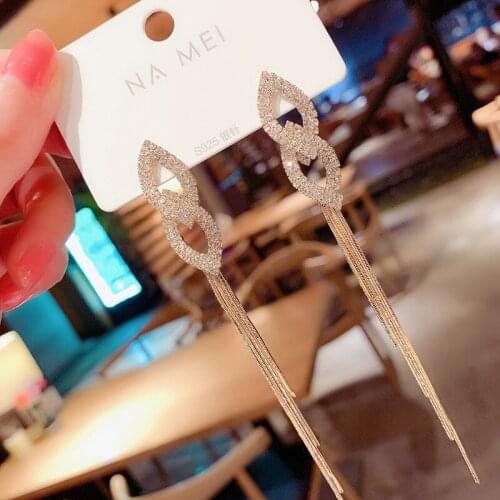 2021 new micro - studded long tassel earrings for female earrings light luxury fashion Korean temperament earring