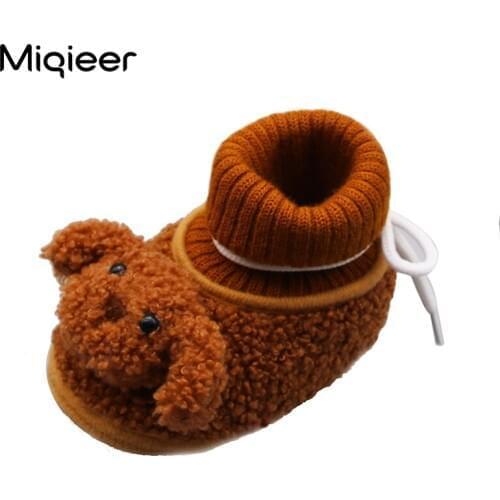 Winter Baby Boots Cute Cartoon Dog Thicken Infant Cotton Shoes Children Soft Warm Non-slip Floor Toddler Shoes Newborn Booties