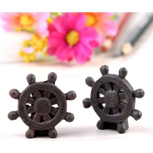 ZOCDOU 1 Piece Ship Rudder Steering Wheel USA Boat Barque Helm Navigation Sea Model Statue Figurine Crafts Ornament Miniatures