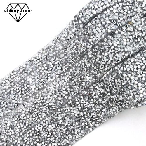 1 Yard Sliver Rhinestone Trim Hot Fix Rhinestones Resin Glass 10mm 15mm 20mm 30mm Crystal Iron On Appliques For Wedding Dresses