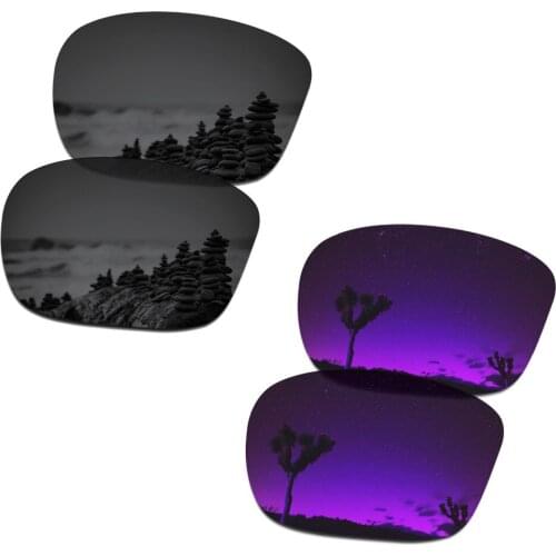 SmartVLT 2 Pairs Polarized Sunglasses Replacement Lenses for Oakley Sliver Stealth Black and Plasma Purple