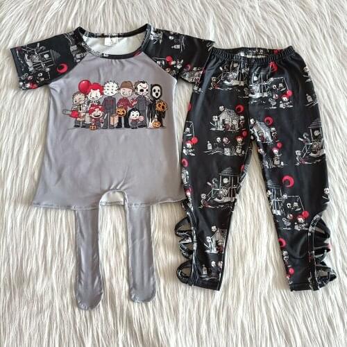 2020 fashion girls clothing milk silk girls boutique Halloween outfits toddler baby girl clothes sets short sleeve girl clothes