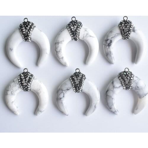 2020 new Fashion high quality natural stone ox horn shape pendants for jewelry making 6pcs/lot Wholesale free shipping