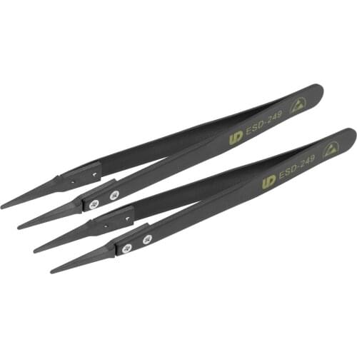 Uxcell ESD Precision Anti-Static Tweezers, Stainless Steel Straight Round Tweezers for Craft Jewelry Electronics, 2 Pcs