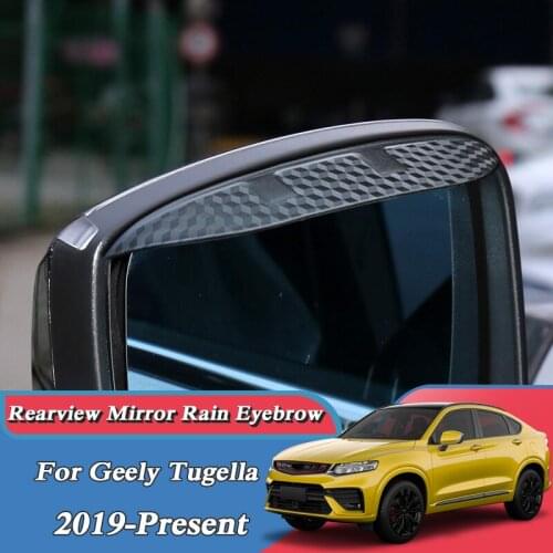 Car Carbon Firber Black Rearview Mirror Rain Eyebrow For Geely Tugella Atlas Pro Emgrand X7 Azkarra Binray Coolray ICON Perface