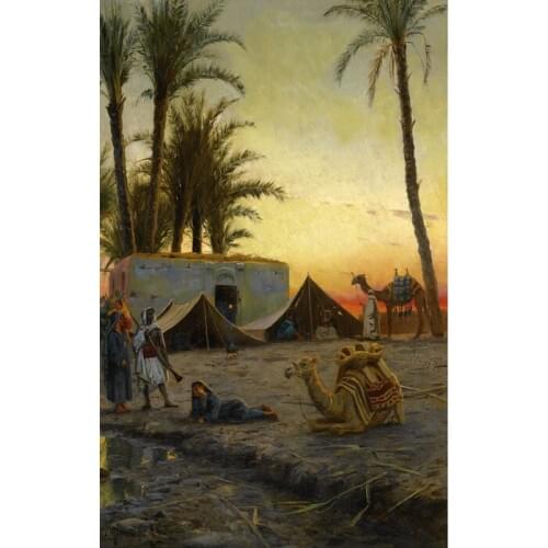 Free shipping classical camel palm desert landscape oil painting canvas prints painting on canvas wall art decoration picture