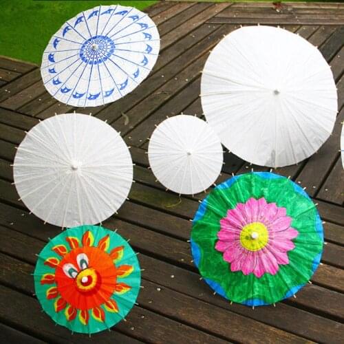 DIY Paper Umbrella Pure Hand Painting Toys Photography Prop Wedding Decorations Art Blank Paper Umbrellas