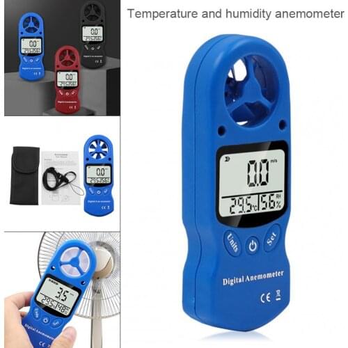 3 In 1 Digital Anemometer Handheld Wind Speed Meter with Temperature and Humidity for Measuring Wind Speed Backlight LCD Screen