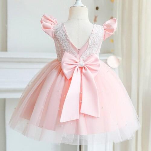 Baby Girl 1 Year Birthday Dress Infant Lace Christening Gown Tutu Toddler Girls Clothes Cut Bowknot Baby Girl Dresses 12 Months