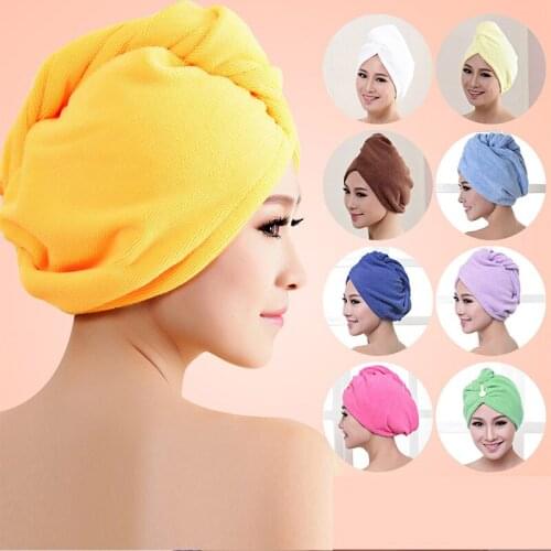 1pcs Microfibre After Shower Hair Drying Wrap Womens Girls Ladys Towel Quick Dry Hair Hat Cap Turban Head Wrap Bathing Tools
