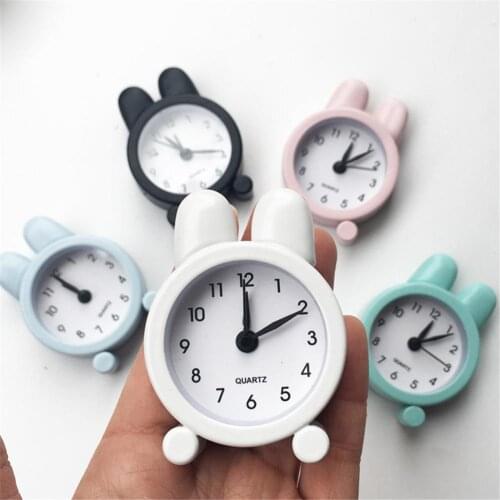 Creative Rabbit Shape Mini Alarm Clock Metal Clock For Children Students Bedroom Office Desk Decoration