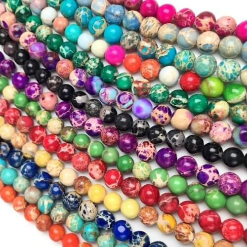 4/6/8/10MM Natural Violet Imperial Jaspers Round Beads Sea Sediment Turquoises for Jewelry Making Diy Bracelet Earring 15" Inch