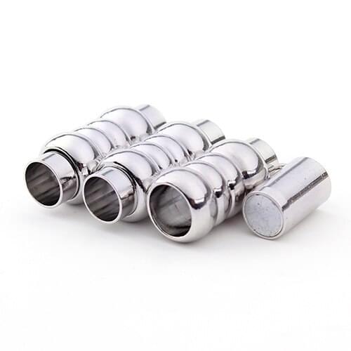 10pcs/lot Silver Color Round Magnetic Clasps 10*22mm Hole 6mm fit Leather Cord Bracelet Necklace Connector Findings