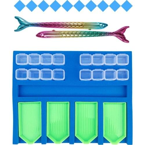 1Set Multi-Boat Diamond Painting Tray Holder Beading Storage Tray Point Drill Pen Drill Clay Organizer Storage Box DIY Craft