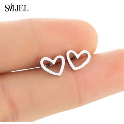 Fashionable Simple Tiny Heart Earrings Female Ear Minimalist Stainless Steel Stud Earrings Hypoallergenic Jewelry Gift