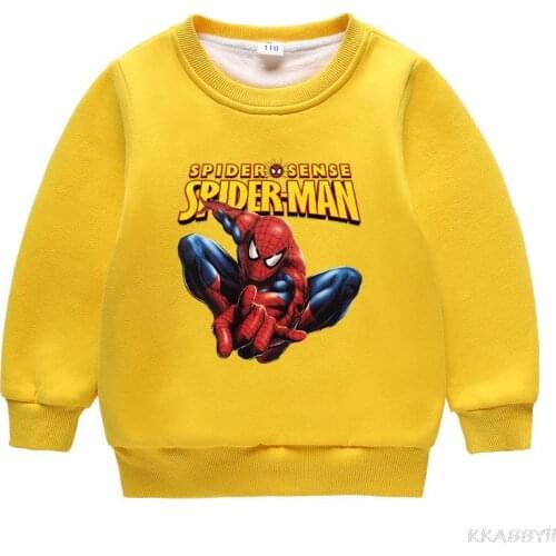 Disney Spider-Man Cartoon Sweatshirt Childrens Clothing Long-Sleeved Toddler Fall Clothes Cotton Baby Fall Clothes for Kids