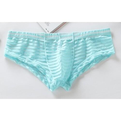 Mens underwear small boxer u convex low waist transparent sexy slim canzoncillo heren ondergoed stripe ropa interior hombre