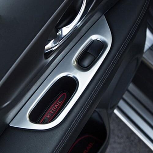 Internal Glue Sticker For Nissan Rogue X-trail T32 Window Lift Regulator Frame Chrome Cover Car Accessories 2014 2015 2016