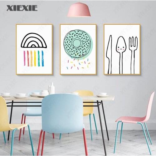 Wall Art Donuts Home Decor Ice Cream Canvas Print Desert Painting Modular Tableware Picture Nordic Posters Living Room Decor