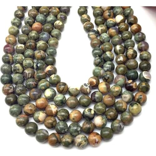 Natural Green Rhyolite Kambaba Stone Spacer Round Smooth Bead 6 mm 8 mm 10mm 12mm DIY Making Bracelet Necklace